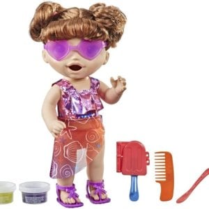 Baby Alive Sunshine Snacks Doll Summer-Themed, Brown Hair