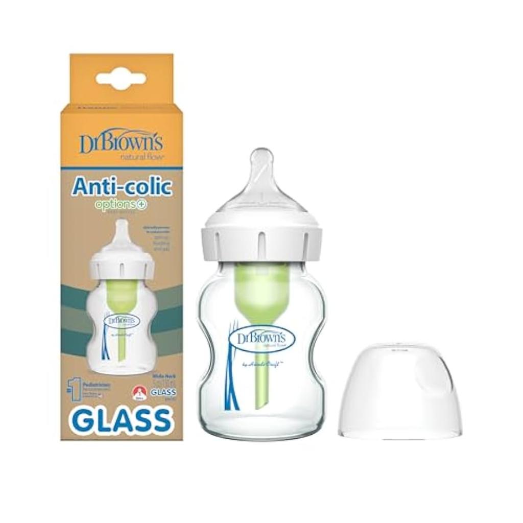 dr. brown's 5oz options + wide neck bottle glass, single (1)