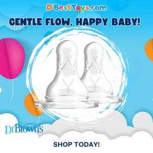 Dr. Brown’s Natural Flow® Narrow Baby Bottle Silicone Nipple, 2-Pack