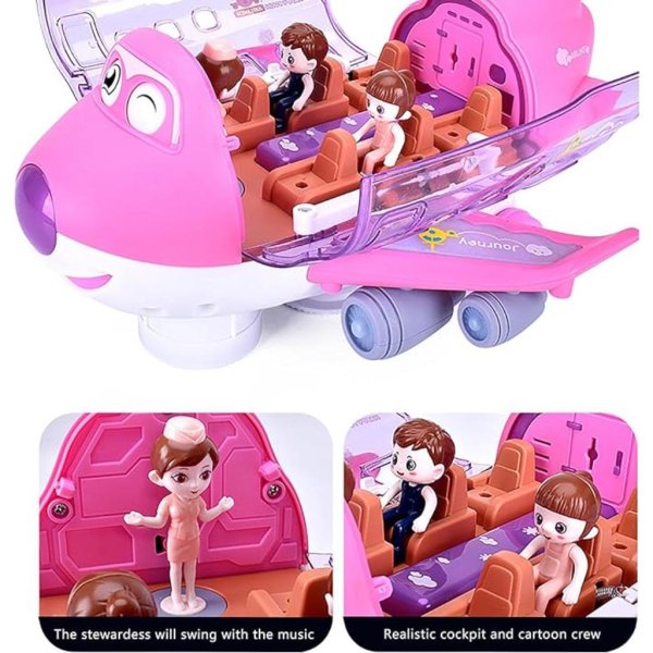 airliner universal plane with lights and sounds pink (6)