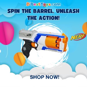 Nerf N Strike Elite Strongarm Toy Blaster With Rotating Barrel, Slam Fire - Blue/White
