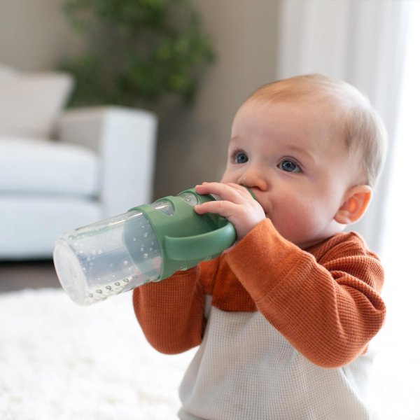 dr. brown’s® milestones™ narrow sippy bottle with silicone handles, 8oz250ml(green) (9)
