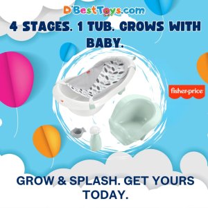 Fisher-Price 4-in-1 Sling 'n Seat Bath Tub, Climbing Leaves, Baby to Toddler Convertible Tub with Seat and Toys