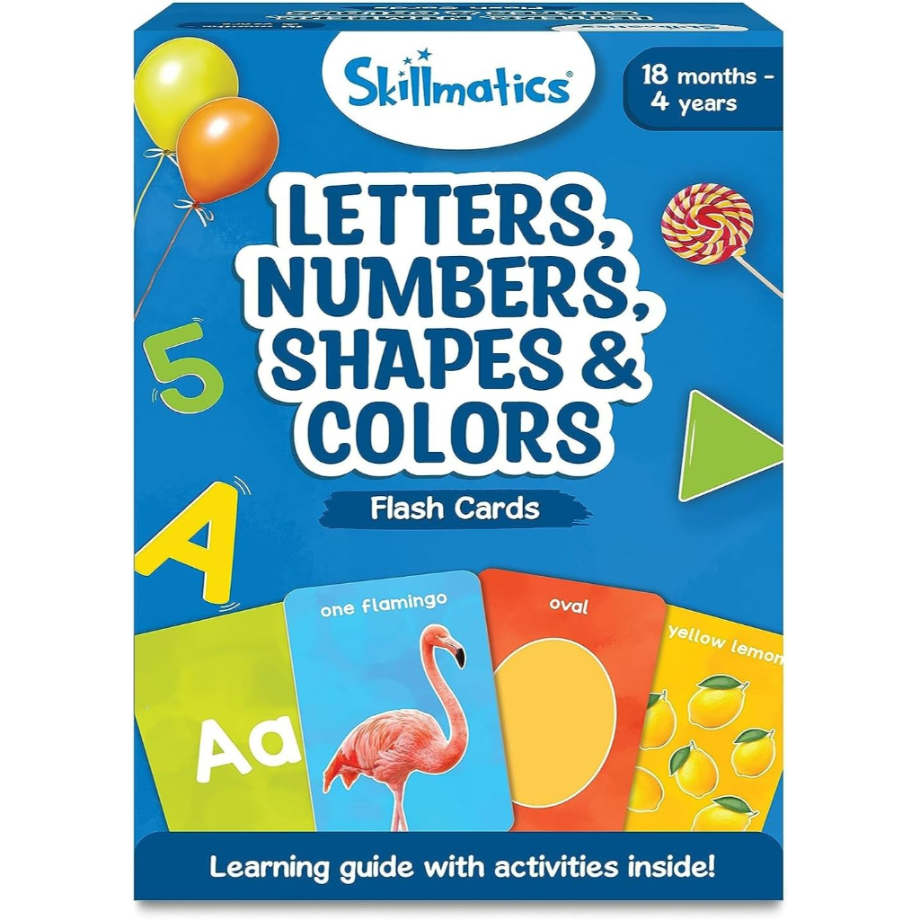 skillmatics thick flash cards for toddlers letters, numbers, shapes & colors, 3 in 1 educational game, gifts, learning activities for 18 months to 4 years (2)