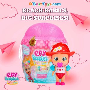 Cry Babies Magic Tears Tropical World - Beach Babies Series | 8+ Surprises, Accessories, Surprise Doll - Great Gift for Kids Ages 3+