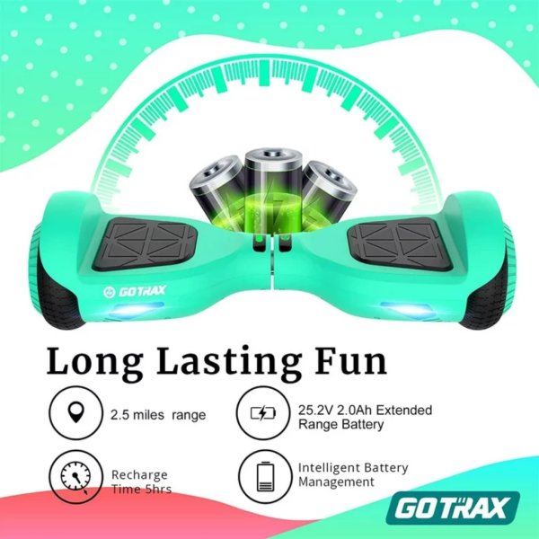 gotrax edge hoverboard with 6.5 led wheels & headlight green (3)