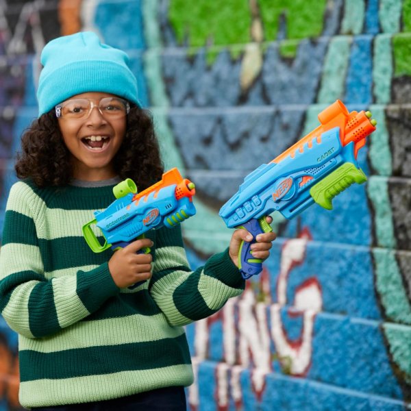 nerf elite junior ultimate starter set, 2 easy play blasters, 15 darts for kids outdoor games, ages 6 & up4