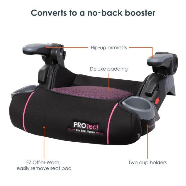 protect 2 in 1 folding booster seat pink tech3