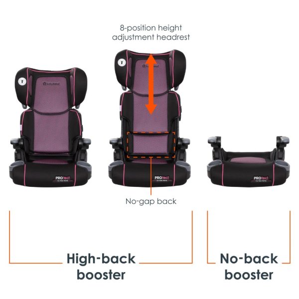 protect 2 in 1 folding booster seat pink tech4
