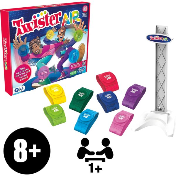 twister air game | ar app play game with wrist and ankle bands | links to smart devices | active party games for kids and adults | ages 8+ | for 1+ players8