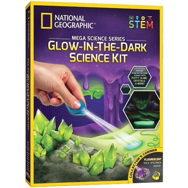 NATIONAL GEOGRAPHIC Mega Science Kit - Glow in The Dark Lab with Crystals, Slime, Putty, and More, Great Kit for Girls and Boys Fascinated by Science