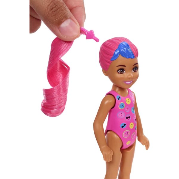 barbie color reveal small doll & accessories, neon tie dye series, 6 surprises, 1 chelsea doll (styles may vary)3