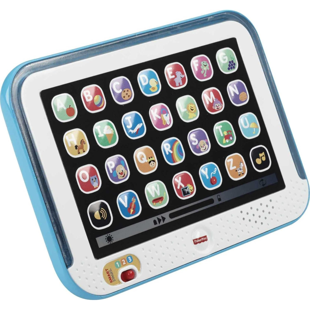 fisher price pretend tablet learning toy with lights music and smart stages educational content for baby and toddler, blue​3