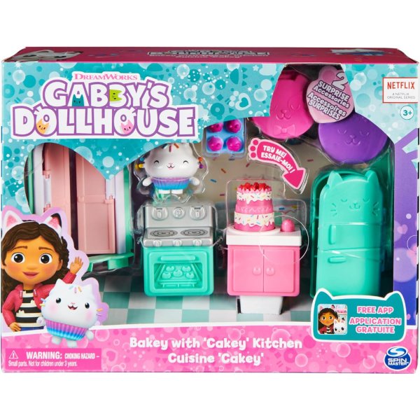 gabby's dollhouse, bakey with cakey kitchen with figure and 3 accessories, 3 furniture and 2 deliveries, kids toys for ages 3 and up6