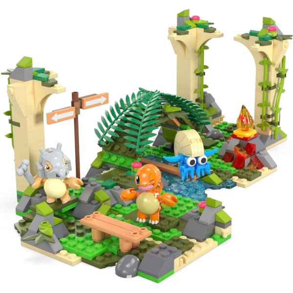 mega pokémon action figure building toy, jungle ruins with 464 pieces, motion and 3 characters, cubone charmander omanyte, gift idea for kids1