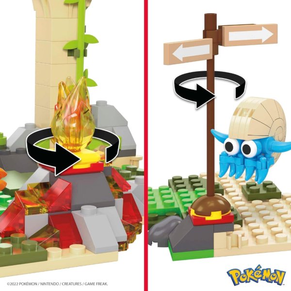 mega pokémon action figure building toy, jungle ruins with 464 pieces, motion and 3 characters, cubone charmander omanyte, gift idea for kids2