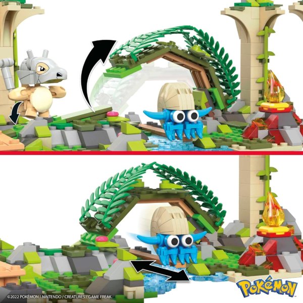 mega pokémon action figure building toy, jungle ruins with 464 pieces, motion and 3 characters, cubone charmander omanyte, gift idea for kids6