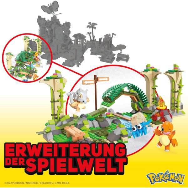 mega pokémon action figure building toy, jungle ruins with 464 pieces, motion and 3 characters, cubone charmander omanyte, gift idea for kids7