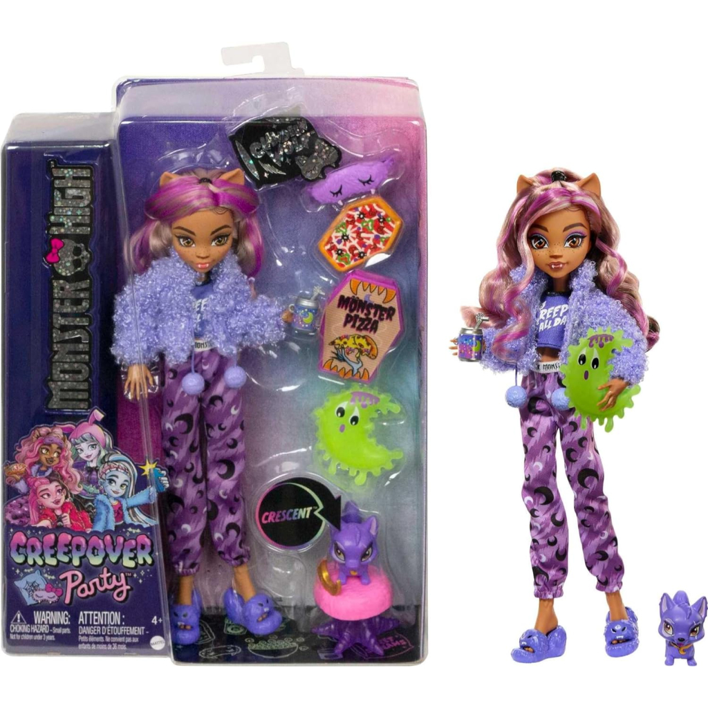 monster high doll, clawdeen wolf creepover party set with pet dog (5)