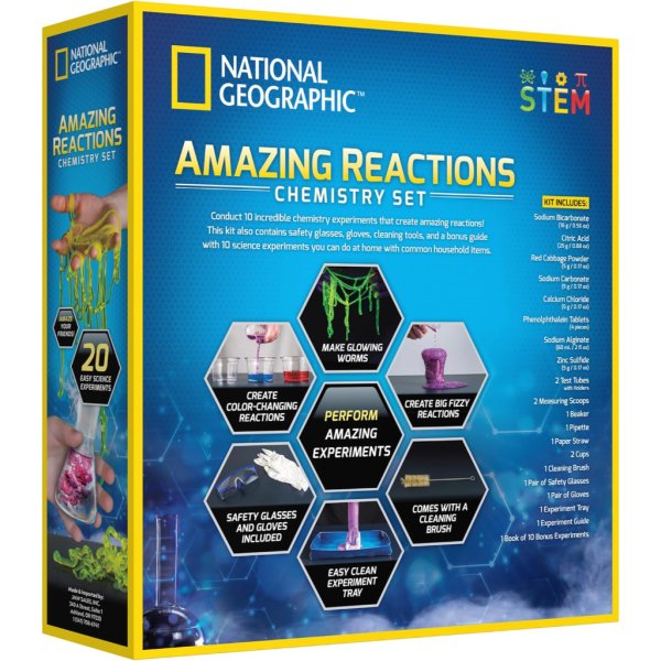 national geographic amazing reactions chemistry set mega science kit3