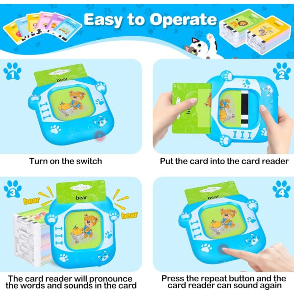 talking flash cards, kids flash cards with 448 sight words, autism sensory toys, montessori toys, speech therapy toys, toddler learning educational toy gifts for 1 2 3 4 5 year old boys and girls1