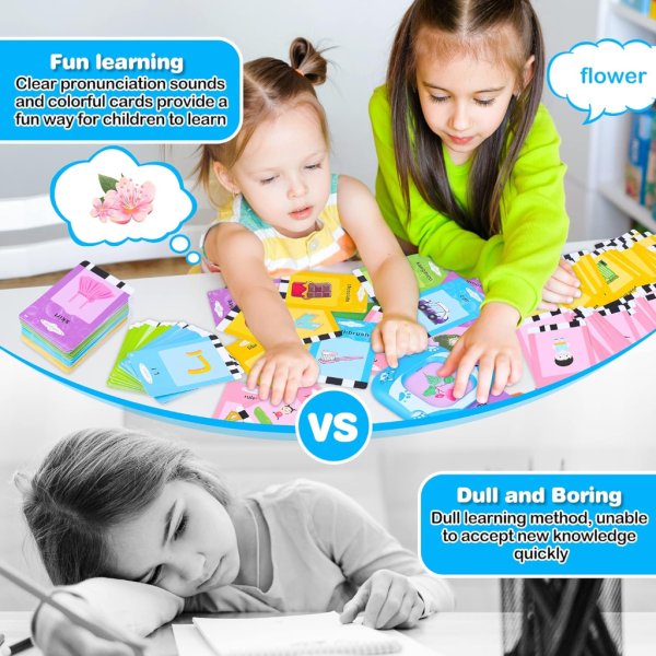talking flash cards, kids flash cards with 448 sight words, autism sensory toys, montessori toys, speech therapy toys, toddler learning educational toy gifts for 1 2 3 4 5 year old boys and girls4