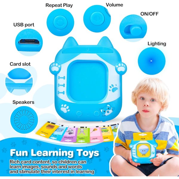 talking flash cards, kids flash cards with 448 sight words, autism sensory toys, montessori toys, speech therapy toys, toddler learning educational toy gifts for 1 2 3 4 5 year old boys and girls7