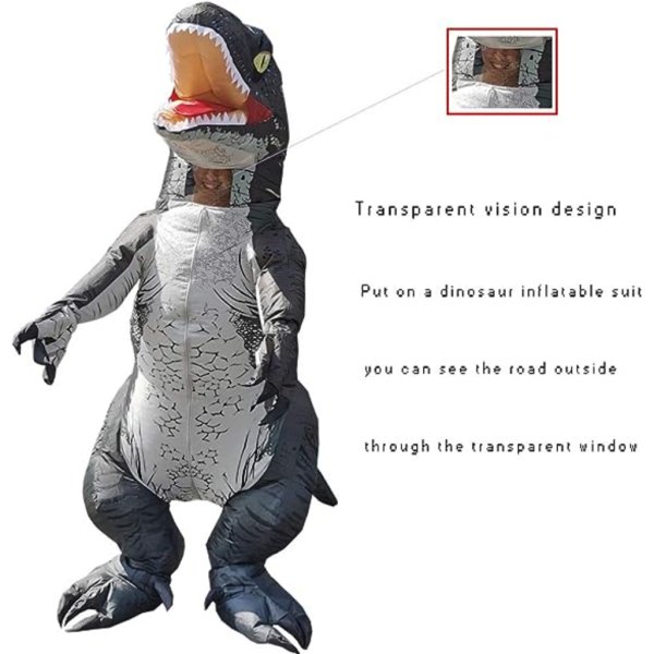 jurosaica inflatable dinosaur costume(grey) (2)