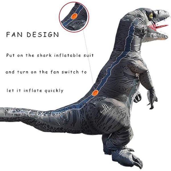 jurosaica inflatable dinosaur costume(grey) (3)