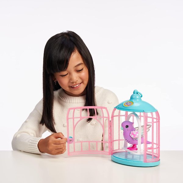 little live pets – lil’ bird & bird cage polly pearl, new light up wings with 20 + sounds, and reacts to touch3