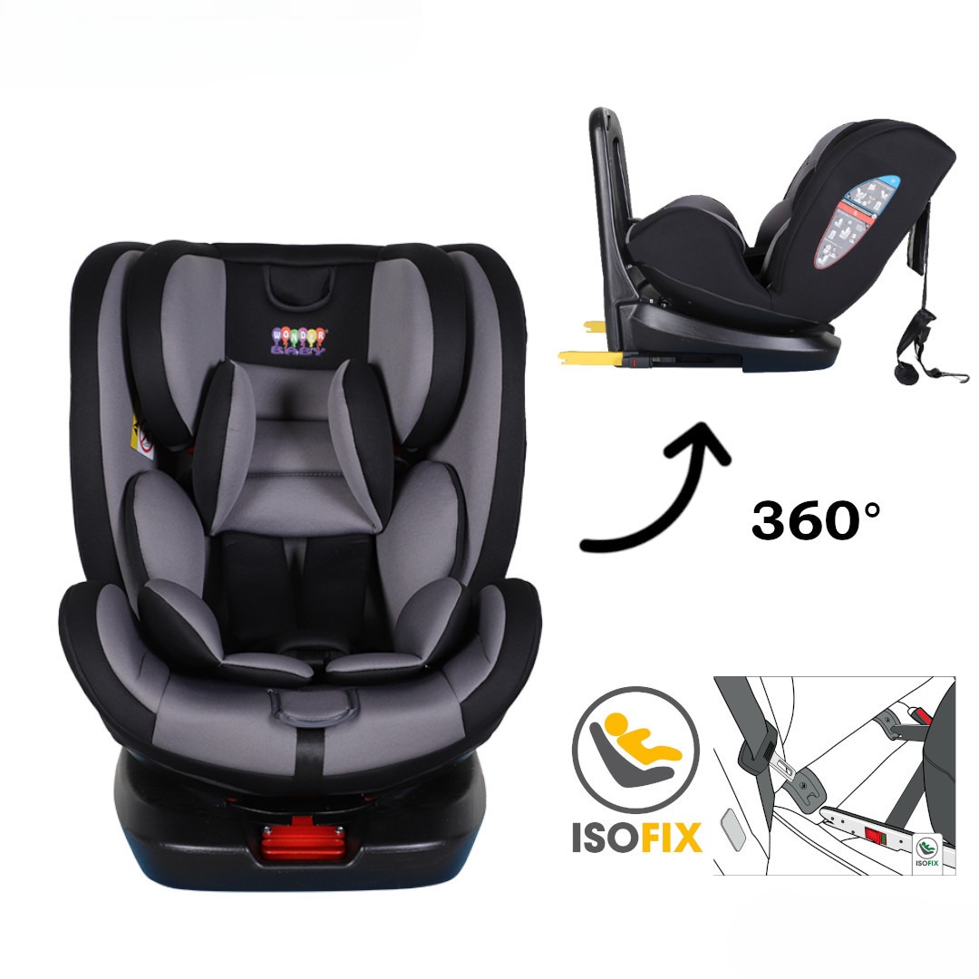 360 wonder baby car seat black & grey