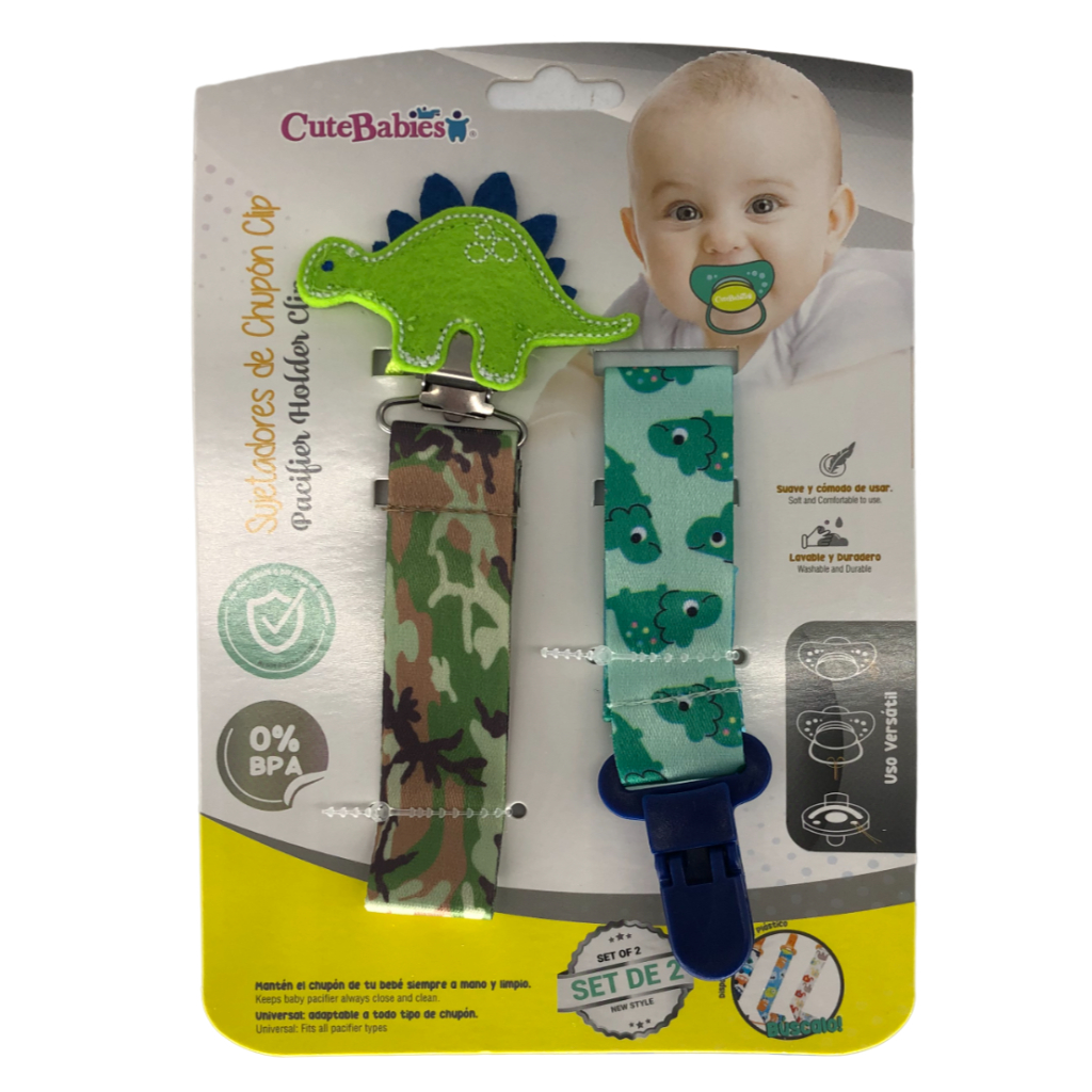 cutebabies pacifier clip and holder dinosaur