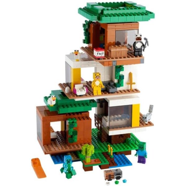 lego minecraft the modern treehouse 21174 giant treehouse building kit (909 pieces)1