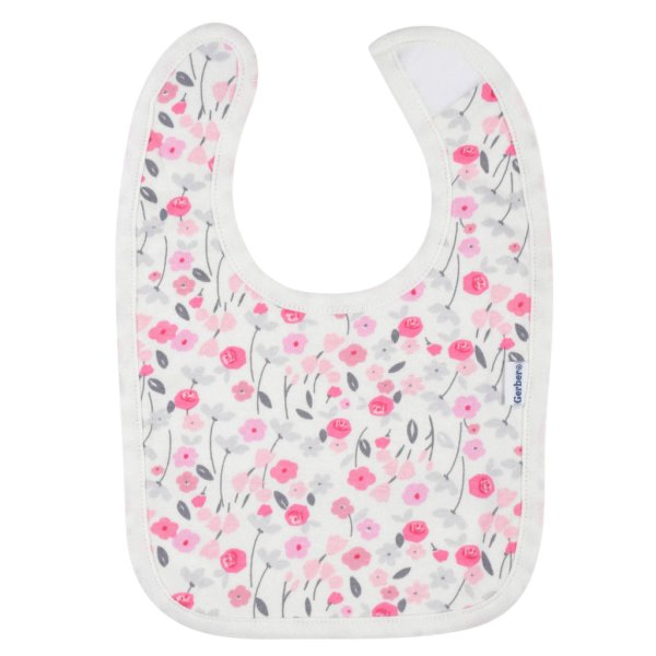 2 piece baby girls rose floral bibs & burp set one size3