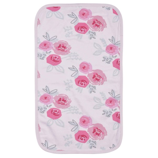 2 piece baby girls rose floral bibs & burp set one size4