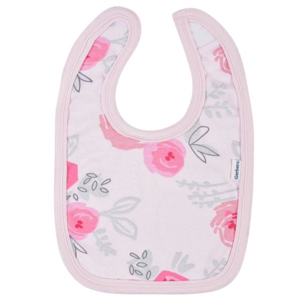 2 piece baby girls rose floral bibs & burp set one size5