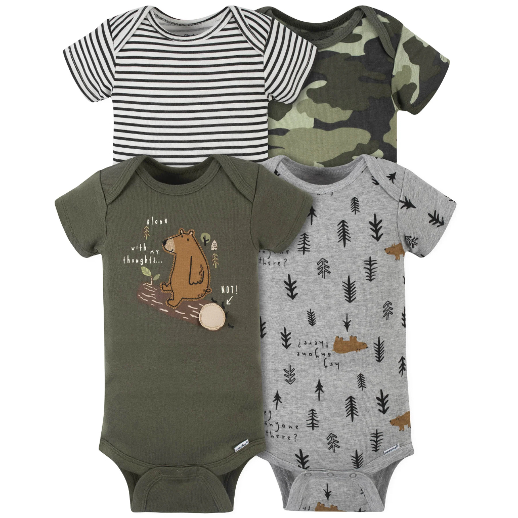 4 pack baby boys bear short sleeve onesies® bodysuits newborn3