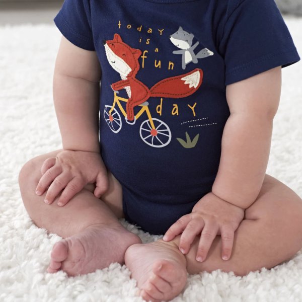 4 pack baby boys fox short sleeve onesies® bodysuits newborn5