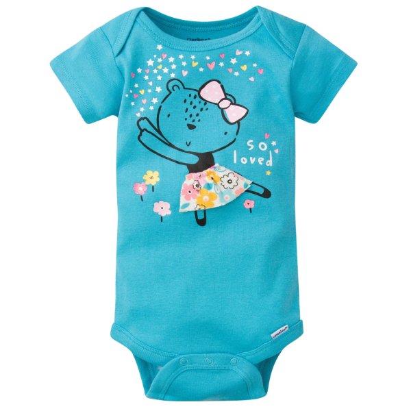 5 pack baby girls bear short sleeve onesies® bodysuits2
