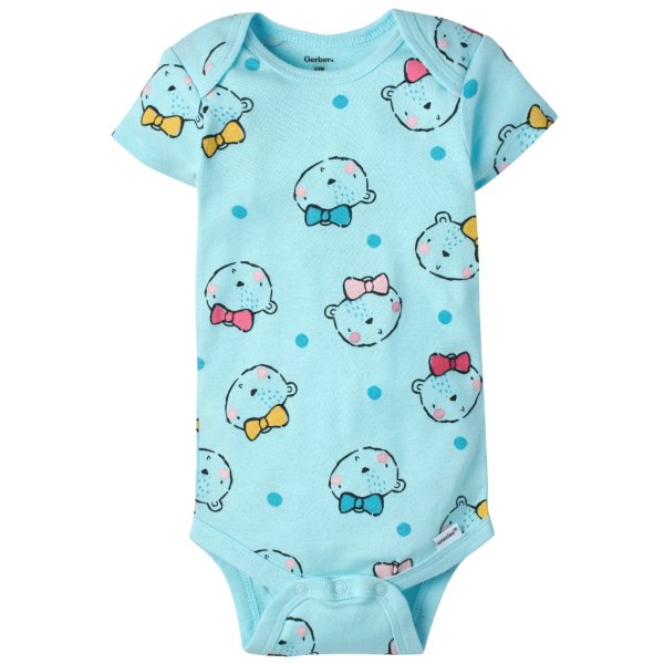 5 pack baby girls bear short sleeve onesies® bodysuits3