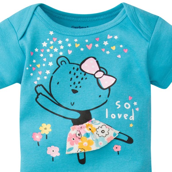 5 pack baby girls bear short sleeve onesies® bodysuits5
