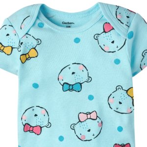 5 pack baby girls bear short sleeve onesies® bodysuits6