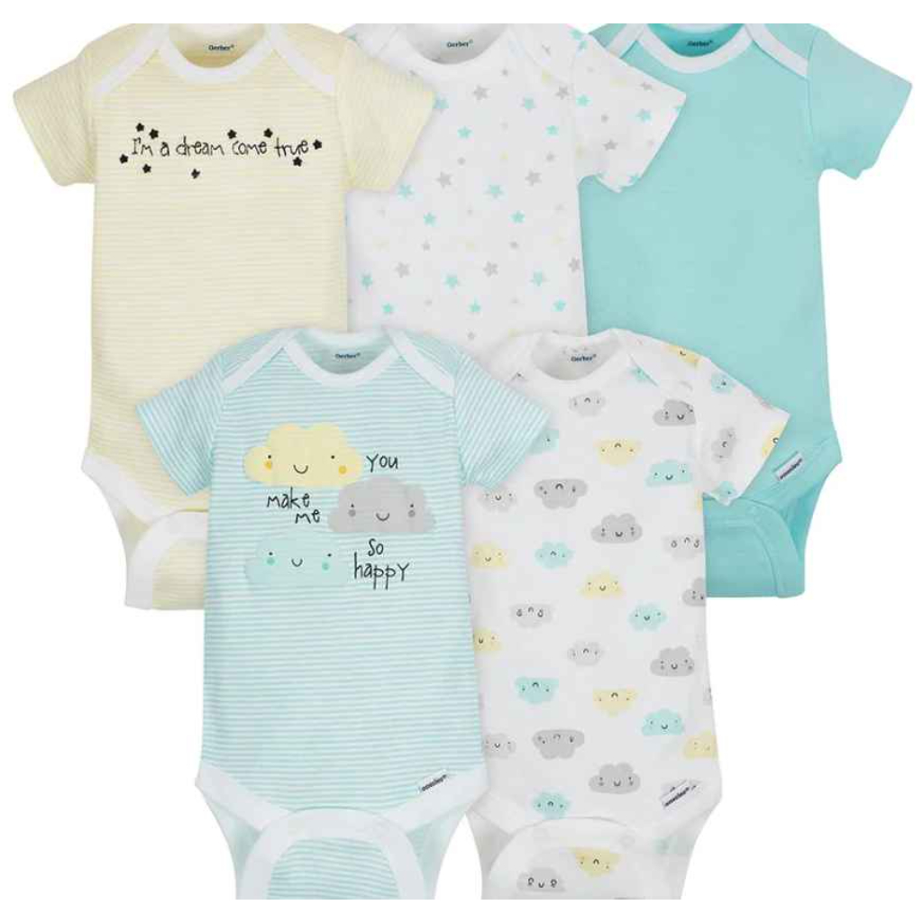 5 pack baby neutral clouds onesies® bodysuits newborn