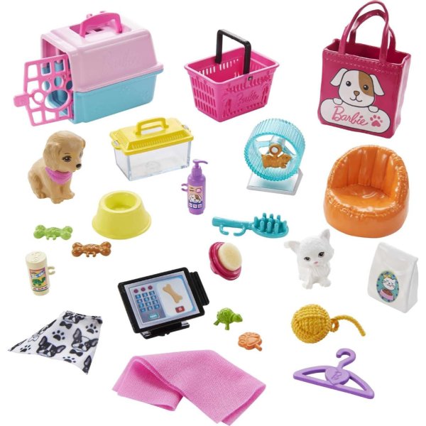 barbie doll and playset, pet boutique with 4 pets6