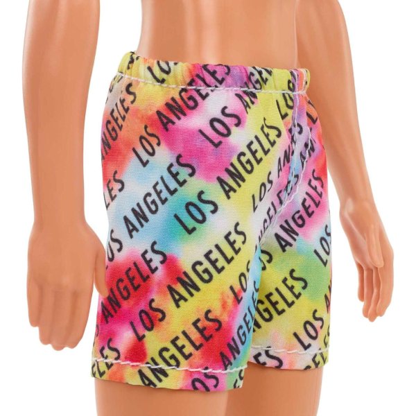 barbie ken beach doll with blond hair dressed in colorful los angeles print swim trunks4