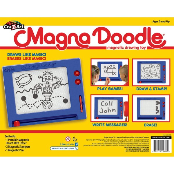 cra z art retro magna doodle magnetic drawing board for kids 3 and up, blue:white3
