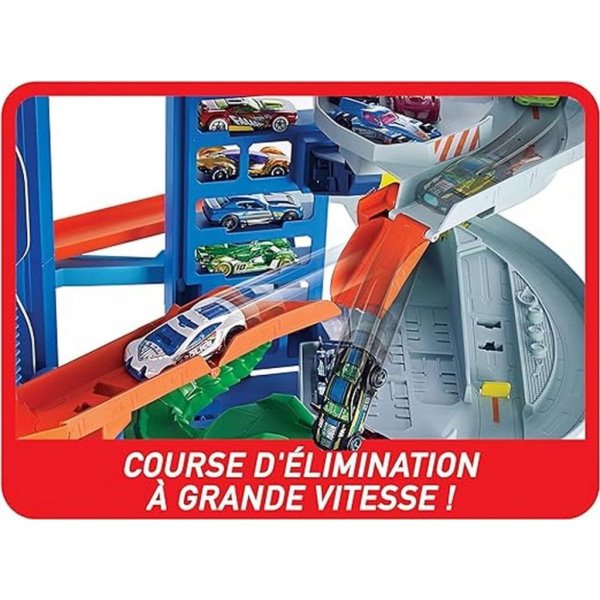 hot wheels toy car track set city ultimate garage moving t rex dinosaur, 100+ 1:64 scale vehicle storage2
