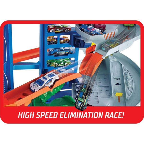 hot wheels toy car track set city ultimate garage moving t rex dinosaur, 100+ 1:64 scale vehicle storage5