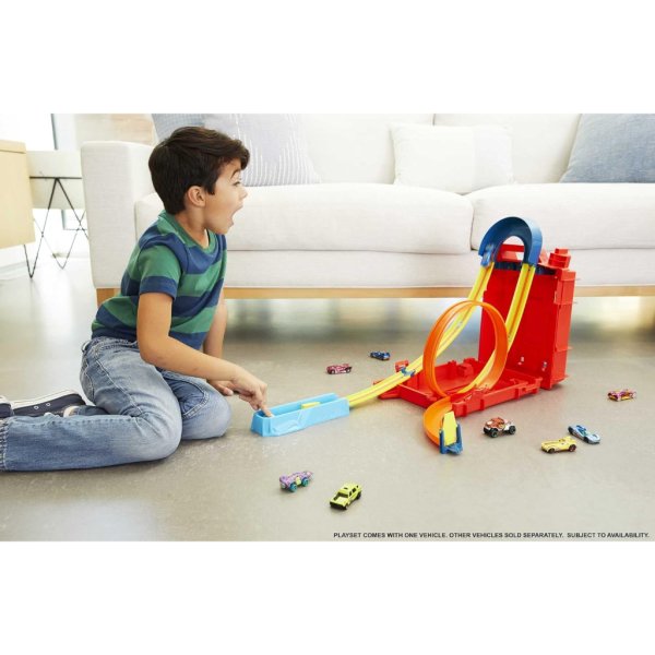 hot wheels track builder unlimited playset fuel can stunt box, 14 component parts & 1:64 scale toy car4
