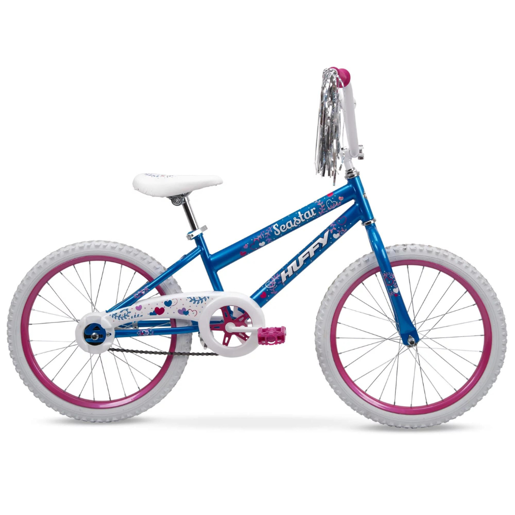 huffy 20 in. sea star kids bike for girls ages 5 and up, child, blue and pink